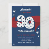 90e Patriottische Verjaardagsfeest Rood Wit Blauw Kaart (Voorkant)