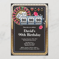 90e pokerspelkaart Casino Birthday Uitnodiging