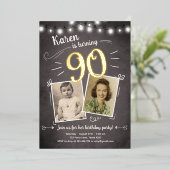90e  Retro Foto negentig Verrassingsdag Folie Uitnodiging (Staand Voorkant)