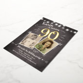 90e  Retro Foto negentig Verrassingsdag Folie Uitnodiging (Gedraaid)