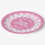 90e roze/witte willekeurige nummerpatroon papieren bordje (Gekanteld)