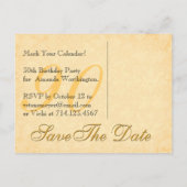 90e Save the Date Verjaardag Goud Zwart Kant Aankondigingskaart (Achterkant)