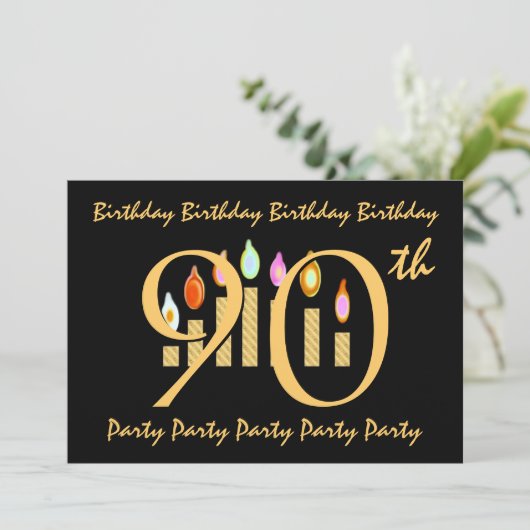 90e Sjabloon van de uitnodiging van de Birthday Pa (Staand voorkant)