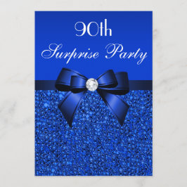 90e Surprise Party Royal Blue Sequins en Bow Kaart