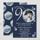 90e Twilight Blue Bubble verjaardagsfeestje foto Kaart (Voorkant / Achterkant)