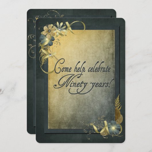 90e uitnodiging van de Birthday Party (Voorkant / Achterkant)