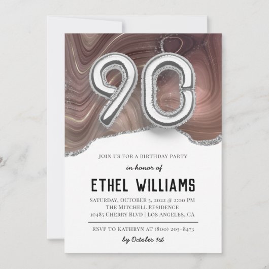 90e uitnodiging van de Birthday Party (Voorkant)