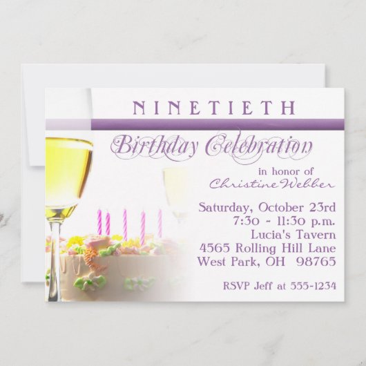 90e uitnodiging van de Birthday Party (Voorkant)