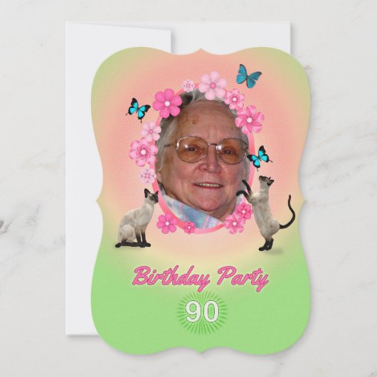 90e uitnodiging van de Birthday Party (Voorkant)