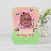 90e uitnodiging van de Birthday Party (Staand voorkant)