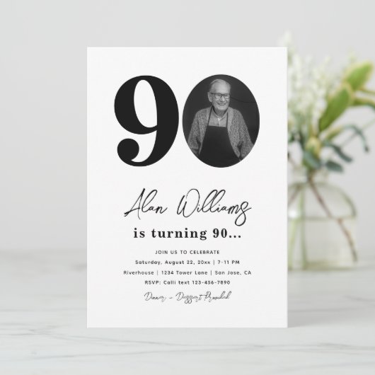 90e uitnodiging van de Birthday Party | 90e verjaa (Staand voorkant)