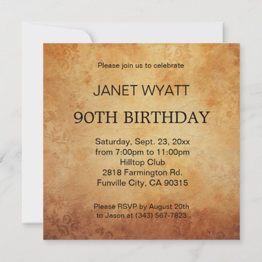 90e uitnodiging van de Birthday Party | - DY-tijd (Achterkant)