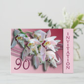 90e uitnodiging van de Birthday Party - Orchideeën (Staand voorkant)