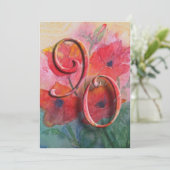 90e uitnodiging van de Birthday Party - papavers (Staand voorkant)