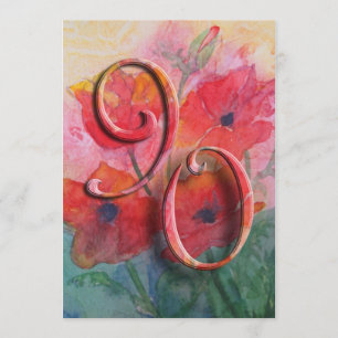 90e uitnodiging van de Birthday Party - papavers