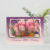 90e uitnodiging van de Birthday Party - Tulpen (Staand voorkant)