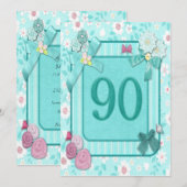 90e uitnodiging voor verjaardagsfeestje (Voorkant / Achterkant)