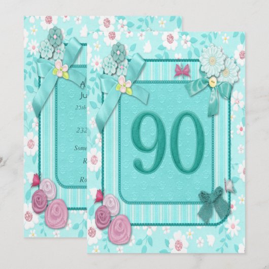 90e uitnodiging voor verjaardagsfeestje (Voorkant / Achterkant)