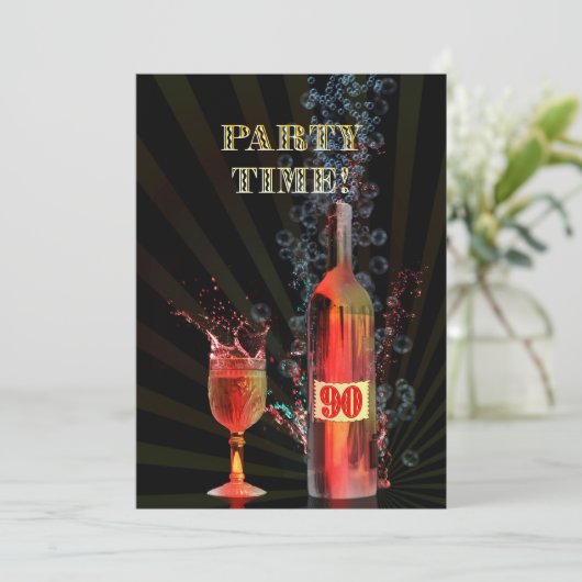 90e uitnodiging voor verjaardagsfeestje (Staand voorkant)