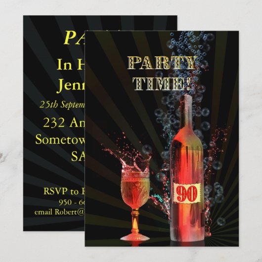 90e uitnodiging voor verjaardagsfeestje (Voorkant / Achterkant)