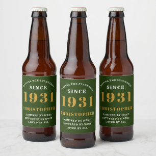 90e verjaardag 1931 Green Gold Retro op persoonlij Bier Etiket