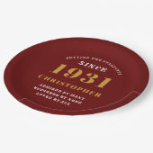 90e verjaardag 1931 Red Gold Love gepersonaliseerd Papieren Bordje (Gekanteld)