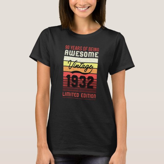 90e verjaardag 1932 90e verjaardag t-shirt (Voorkant)
