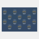90e verjaardag 1932 Blauw goud voor hem Naam toevo Inpakpapier Vel (Voorkant 3)