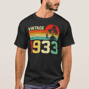 90e verjaardag 1933 Retro Mannen Vrouwen 90 Yea T-shirt