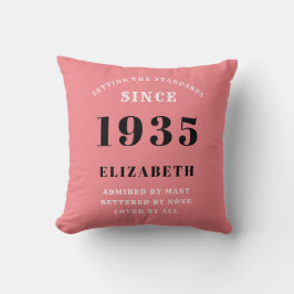 90e verjaardag 1935 Roze Girly Elegant Chic Kussen