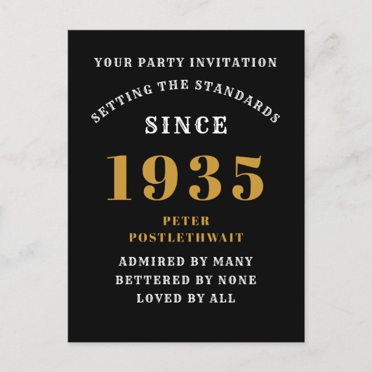 90e verjaardag 1935 Zwart Goud Briefkaart (Voorkant)