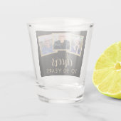 90e verjaardag 3-foto zwart goud script proost shot glas (Achterkant)