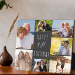90e verjaardag 7 Foto Collage Dark Gray Fotoplaat<br><div class="desc">Zeg Happy 90th Birthday met een gepersonaliseerde fotoplaque. Het fotomalplaatje is opstelling voor u om 7 van uw favoriete foto's toe te voegen die in een fotocollage rond de verjaardaggroet worden getoond. De formulering luidt "Happy 90th Birthday" in casual typografie. "90th" is eigenlijk bewerkbaar als je dit voor een andere...</div>