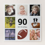 90e verjaardag 90 foto collage man man wit legpuzzel<br><div class="desc">Een geschenk voor een 90ste verjaardag van een man,  die zijn leven viert met een collage van 8 van je foto's. Sjablonen voor de leeftijd van 90 jaar en een datum. Geboortedatum of -datum. Zwarte gekleurde letters. Witte achtergrond.</div>