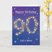 90e verjaardag - 90 in sterren - blauw - 90 jaar o kaart (Gele Bloem)