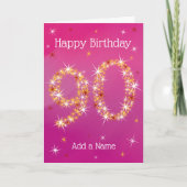 90e verjaardag - 90 in sterren - Roze - 90 jaar ou Kaart (Voorkant)