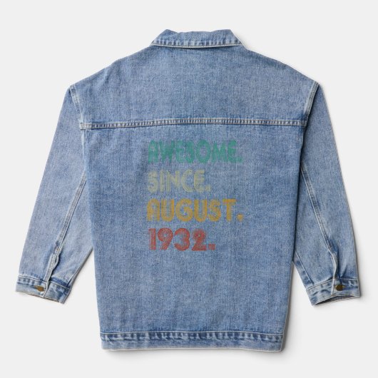 90e verjaardag 90 jaar oud Geweldige sinds 1 augus Denim Jacket (Achterkant)