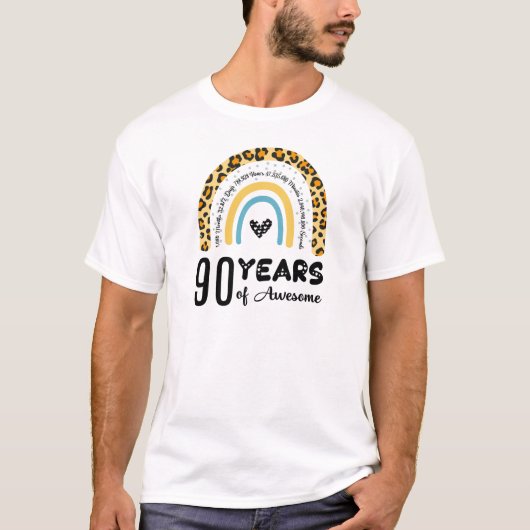 90e verjaardag, 90e, gelukkige 90e verjaardag, ver t-shirt (Voorkant)