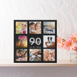 90e verjaardag aangepaste foto collage zwart monog imitatie canvas print<br><div class="desc">Een uniek 90ste verjaardagscadeau of aandenken, het vieren van haar leven met een collage van 8 van uw foto's. Voeg afbeeldingen van haar familie, vrienden, huisdieren, hobbies of droomreisbestemming toe. Personaliseer en voeg een naam, leeftijd 90 en een datum toe. Witte en grijs gekleurde letters. Een chique zwarte achtergrond. Dit...</div>