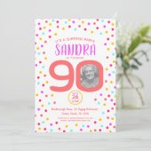 90e verjaardag aangepaste foto levende koraal conf kaart (Staand voorkant)