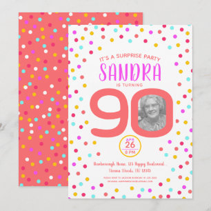 90e verjaardag aangepaste foto levende koraal conf kaart