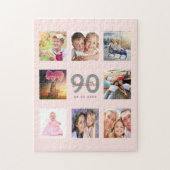 90e verjaardag aangepaste foto roos gouden wazige  legpuzzel (Verticaal)