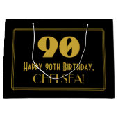 90e verjaardag — Art Deco Geïnspireerde look "90"  Groot Cadeauzakje (Voorkant)