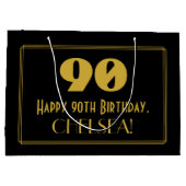90e verjaardag — Art Deco Geïnspireerde look "90"  Groot Cadeauzakje (Achterkant)