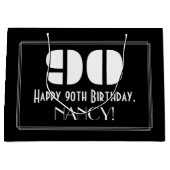 90e verjaardag ~ Art Deco Geïnspireerde look "90"  Groot Cadeauzakje (Voorkant)