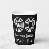 90e verjaardag — Art Deco Geïnspireerde look "90" Papieren Bekers (Achterkant)