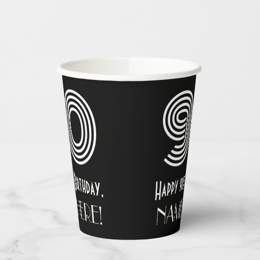 90e verjaardag — Art Deco Geïnspireerde look "90"  Papieren Bekers (Links)