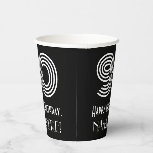 90e verjaardag — Art Deco Geïnspireerde look "90"  Papieren Bekers (Rechts)