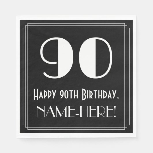 90e verjaardag ~ Art Deco Geïnspireerde look "90", Servet (Voorkant)