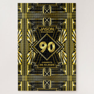 90e verjaardag Art Deco Gold Black Grote Gatsby Legpuzzel